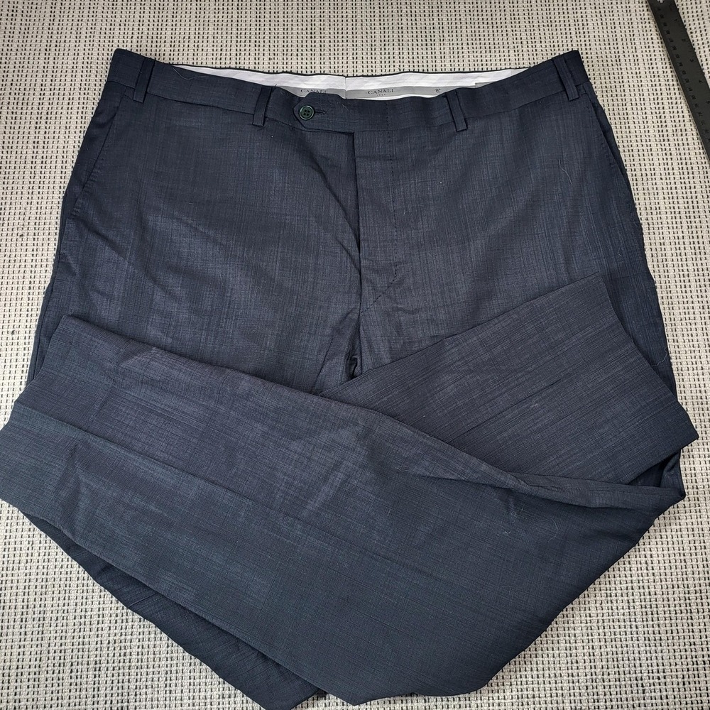 Canali Suit Pants Mens 37x30 Gray Check Wool‎ Travel Dress Formal Trousers